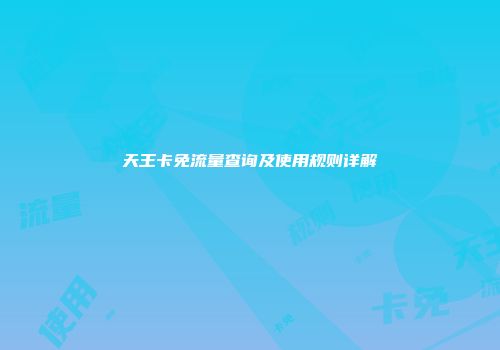 天王卡免流量查询及使用规则详解