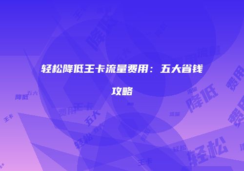 轻松降低王卡流量费用:五大省钱攻略