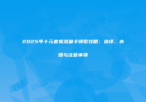 2025年十元套餐流量卡领取攻略：选择、办理与注意事项