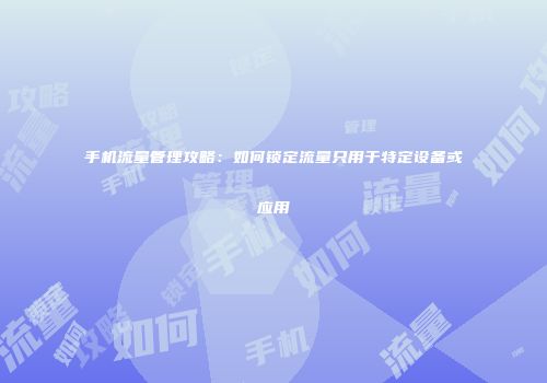 手机流量管理攻略:如何锁定流量只用于特定设备或应用