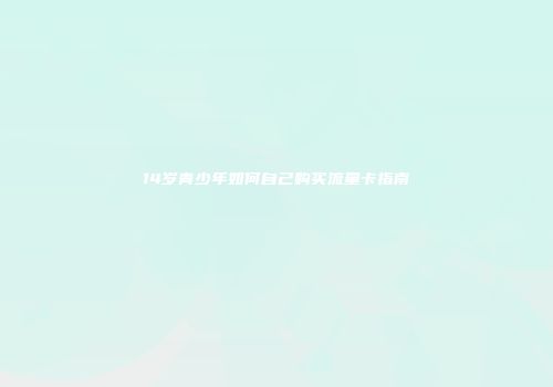 14岁青少年如何自己购买流量卡指南