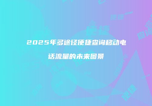 2025年多途径便捷查询移动电话流量的未来图景