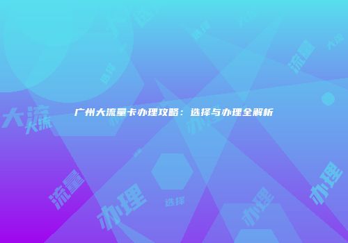 广州大流量卡办理攻略:选择与办理全解析