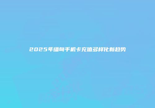 2025年缅甸手机卡充值多样化新趋势