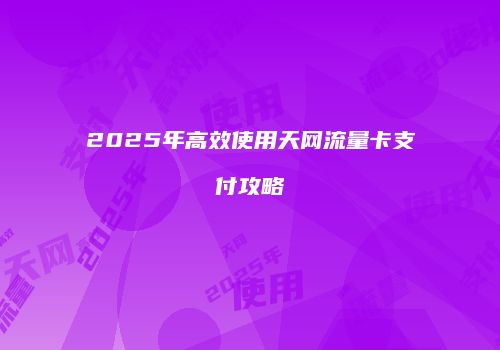 2025年高效使用天网流量卡支付攻略