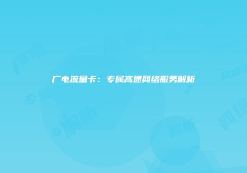广电流量卡：专属高速网络服务解析