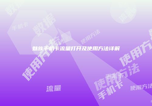 魅族手机卡流量打开及使用方法详解
