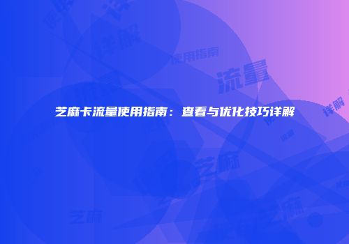 芝麻卡流量使用指南：查看与优化技巧详解