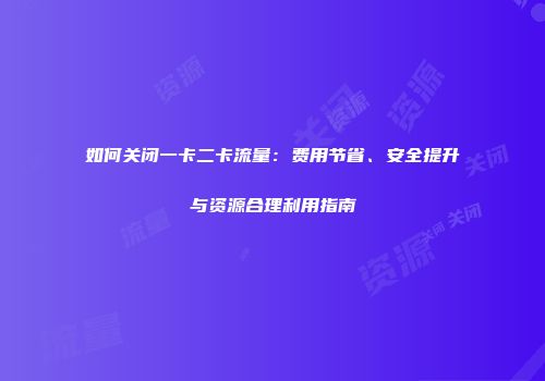 如何关闭一卡二卡流量:费用节省、安全提升与资源合理利用指南