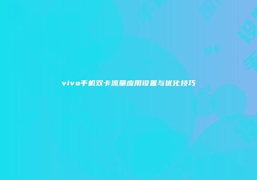 vivo手机双卡流量应用设置与优化技巧