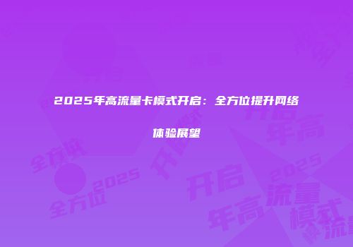 2025年高流量卡模式开启：全方位提升网络体验展望