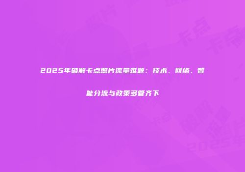 2025年破解卡点照片流量难题:技术、网络、智能分流与政策多管齐下