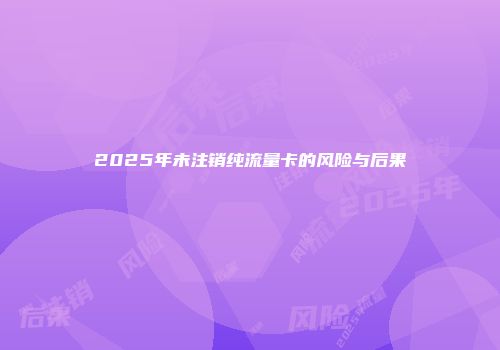 2025年未注销纯流量卡的风险与后果