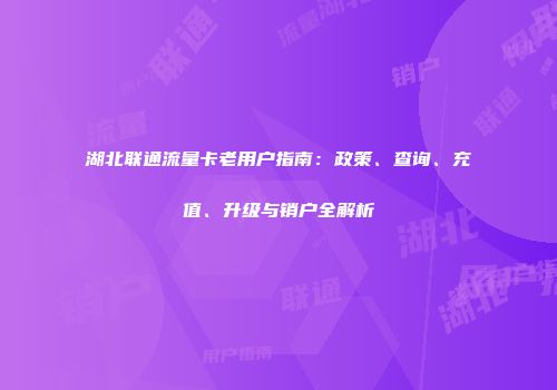 湖北联通流量卡老用户指南:政策、查询、充值、升级与销户全解析