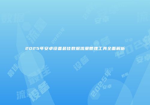 2025年安卓设备最佳数据流量管理工具全面解析