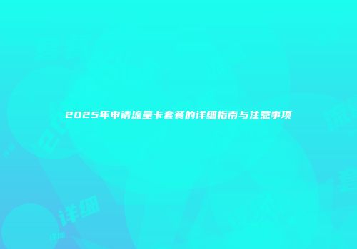 2025年申请流量卡套餐的详细指南与注意事项