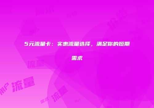 5元流量卡:实惠流量选择,满足你的短期需求