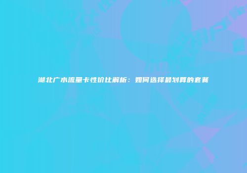 湖北广水流量卡性价比解析:如何选择最划算的套餐