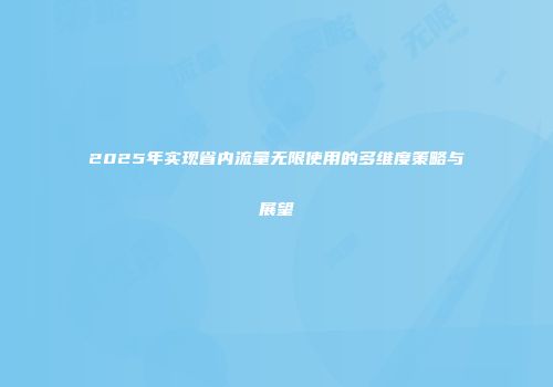 2025年实现省内流量无限使用的多维度策略与展望