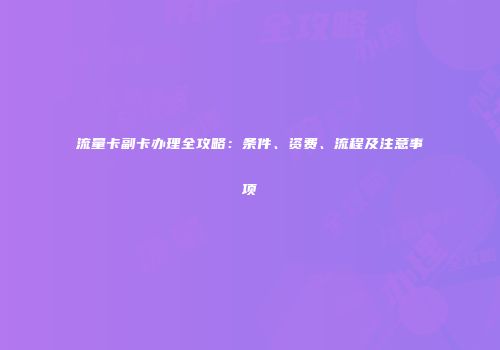 流量卡副卡办理全攻略：条件、资费、流程及注意事项