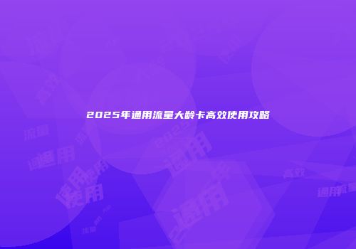 2025年通用流量大龄卡高效使用攻略