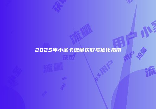 2025年小圣卡流量获取与优化指南
