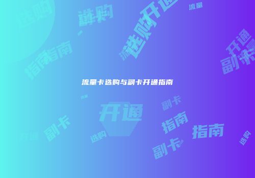 流量卡选购与副卡开通指南