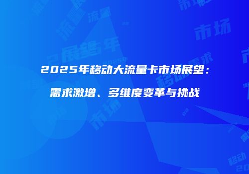 2025年移动大流量卡市场展望:需求激增、多维度变革与挑战