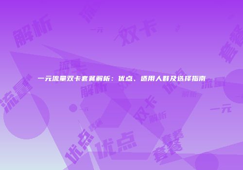 一元流量双卡套餐解析:优点、适用人群及选择指南