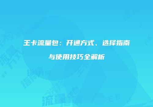 王卡流量包:开通方式、选择指南与使用技巧全解析