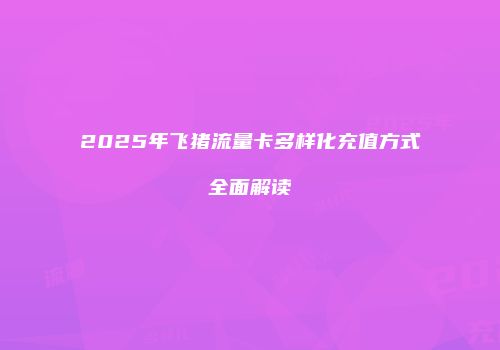 2025年飞猪流量卡多样化充值方式全面解读