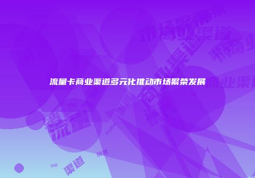 流量卡商业渠道多元化推动市场繁荣发展