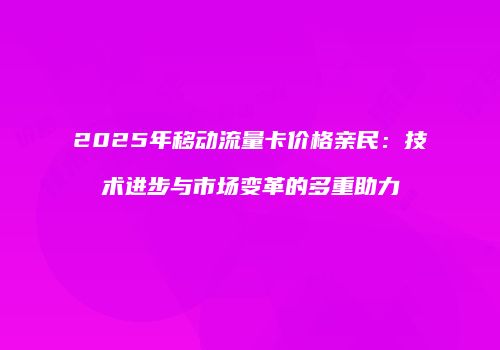 2025年移动流量卡价格亲民：技术进步与市场变革的多重助力