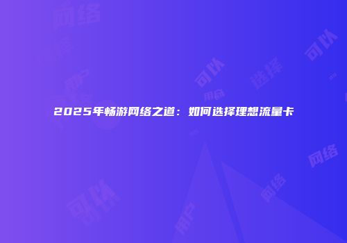 2025年畅游网络之道：如何选择理想流量卡