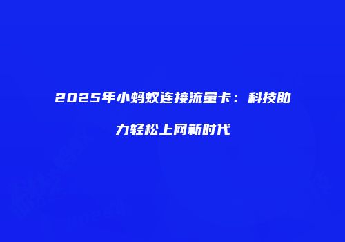 2025年小蚂蚁连接流量卡：科技助力轻松上网新时代