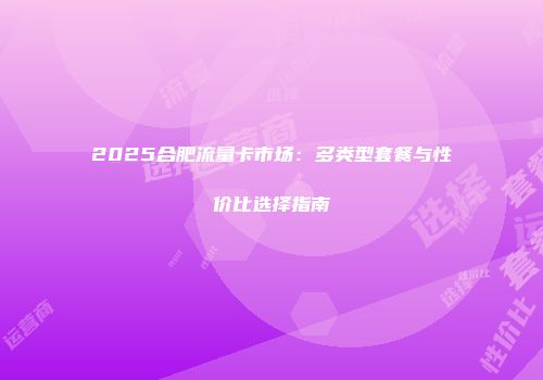 2025合肥流量卡市场：多类型套餐与性价比选择指南
