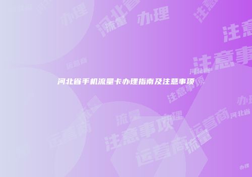 河北省手机流量卡办理指南及注意事项