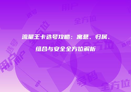 流量王卡选号攻略：寓意、归属、组合与安全全方位解析
