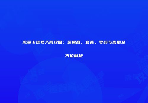 流量卡选号入网攻略：运营商、套餐、号码与售后全方位解析