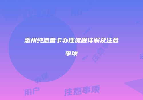 惠州纯流量卡办理流程详解及注意事项