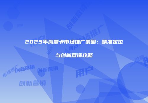 2025年流量卡市场推广策略：精准定位与创新营销攻略