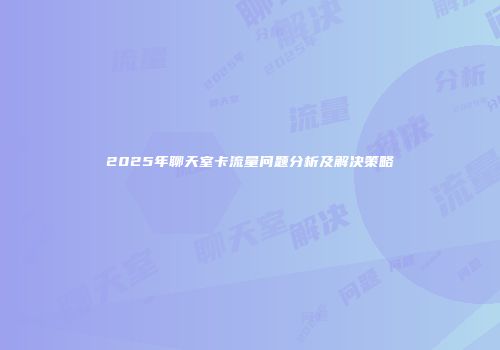 2025年聊天室卡流量问题分析及解决策略