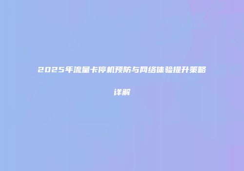 2025年流量卡停机预防与网络体验提升策略详解