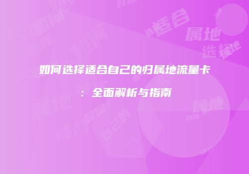 如何选择适合自己的归属地流量卡：全面解析与指南