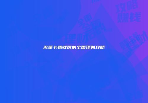 流量卡赚钱后的全面理财攻略