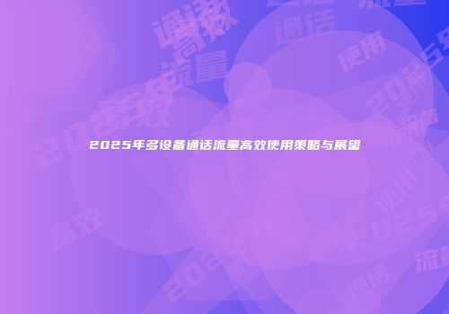 2025年多设备通话流量高效使用策略与展望