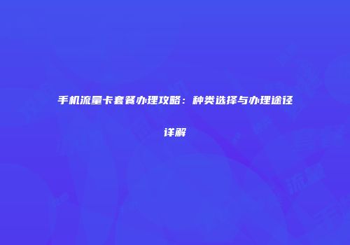 手机流量卡套餐办理攻略:种类选择与办理途径详解