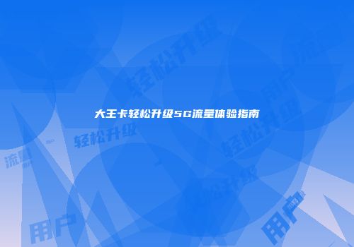大王卡轻松升级5G流量体验指南