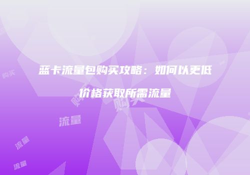 蓝卡流量包购买攻略:如何以更低价格获取所需流量