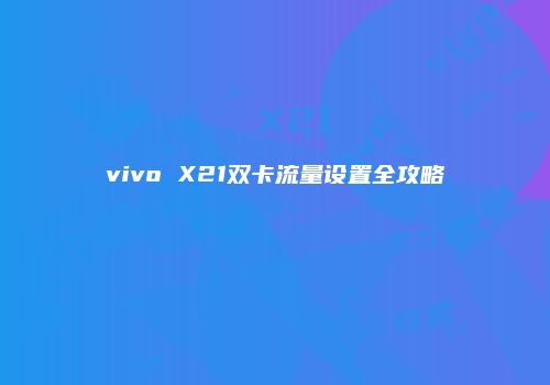 vivo X21双卡流量设置全攻略